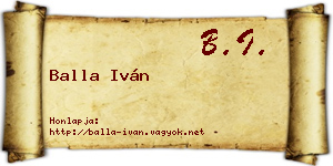 Balla Iván névjegykártya